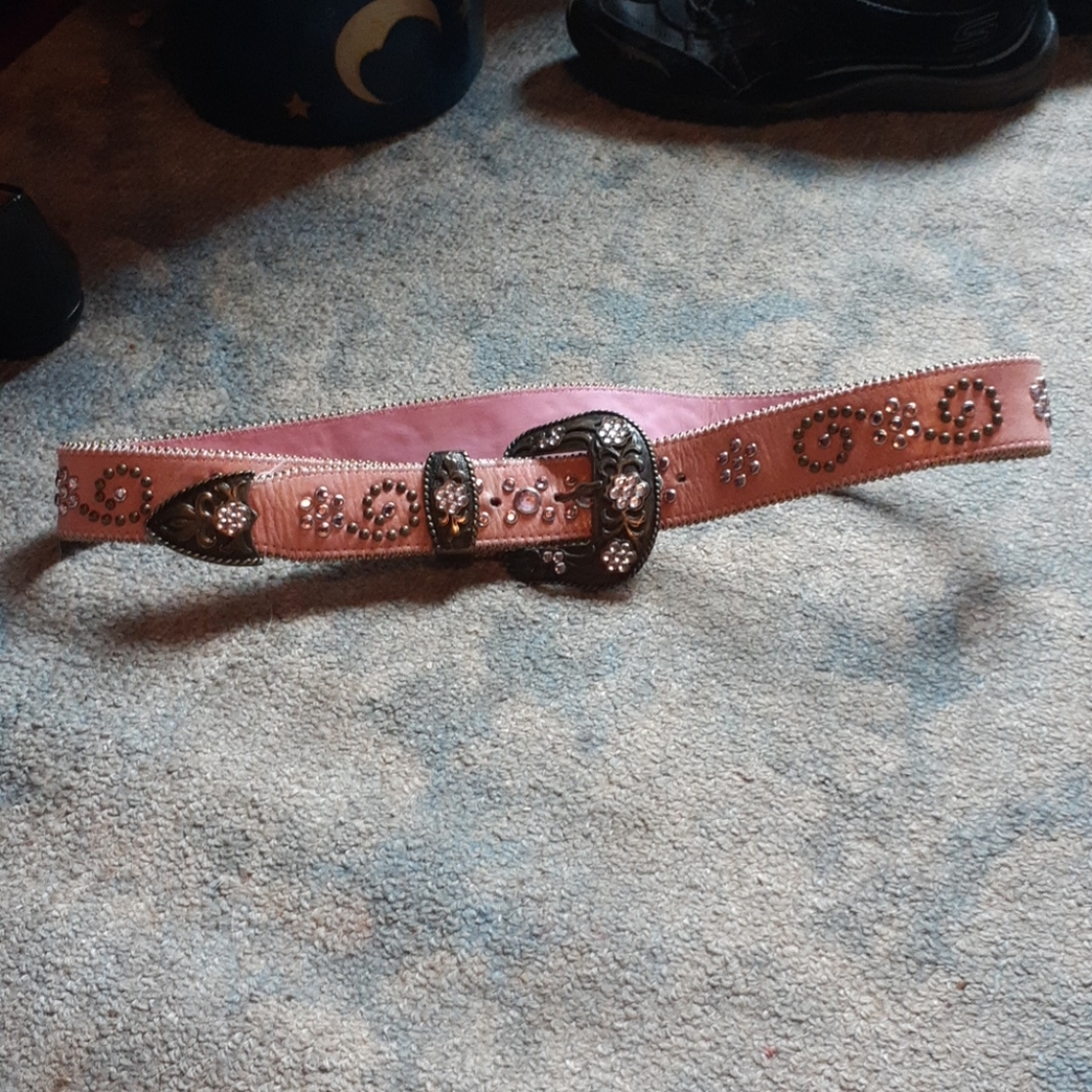 Pink Western Belt with Rhinestones